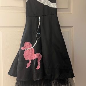 girl’s dress with pink poodle, black, small